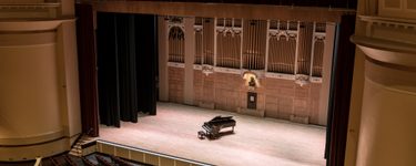 View of the Merrill stage from seat Balcony 1 Row G Seat 5