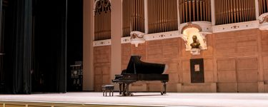 View of the Merrill stage from seat Orchestra 1 Row H Seat 2